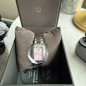 Bulova 96P258 Women’s Stainless Steel Bracelet Watch with Pink Dial - New in Box